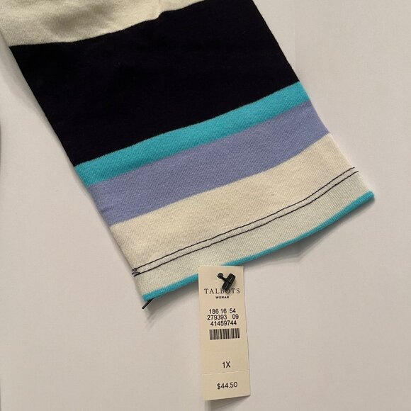 Talbots NWT Bateau Stripe 3/4 Sleeve 100% Cotton Top Size 1X 14W-16W - Picture 4 of 6